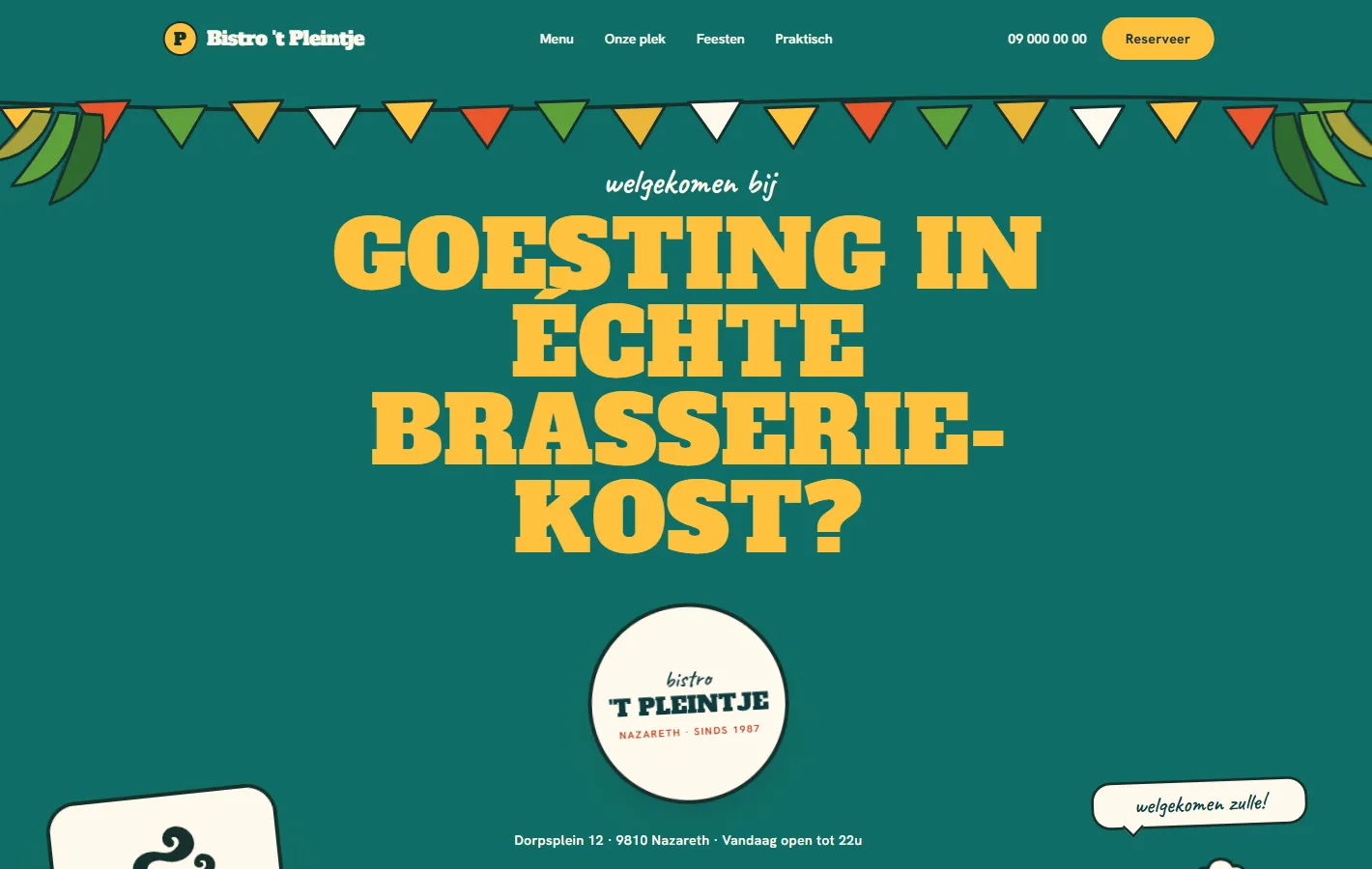 Volledige weergave van de Bistro 't Pleintje-demosite