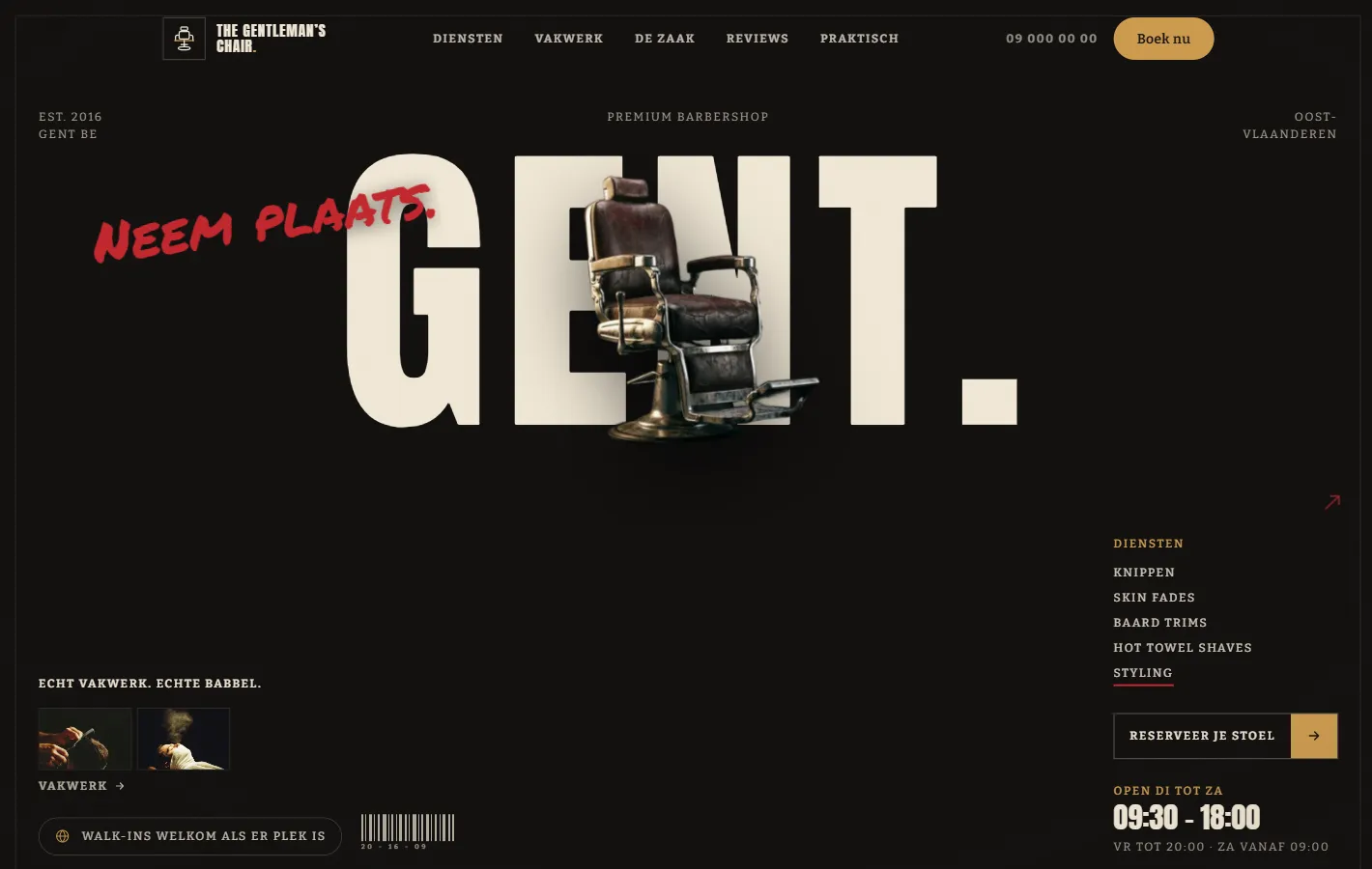Volledige weergave van de The Gentleman's Chair-demosite